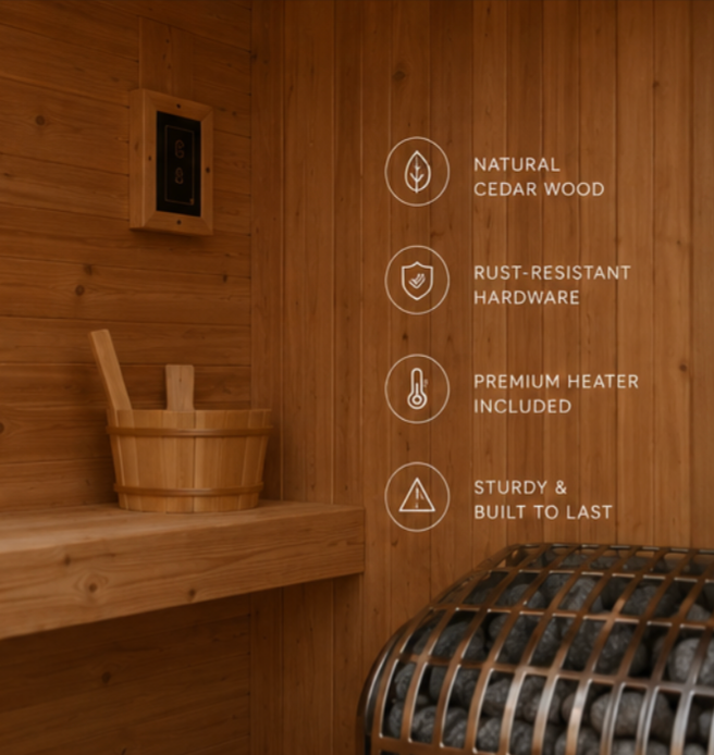 Lennon Cedar Outdoor Sauna with Porch — 2–4 Person