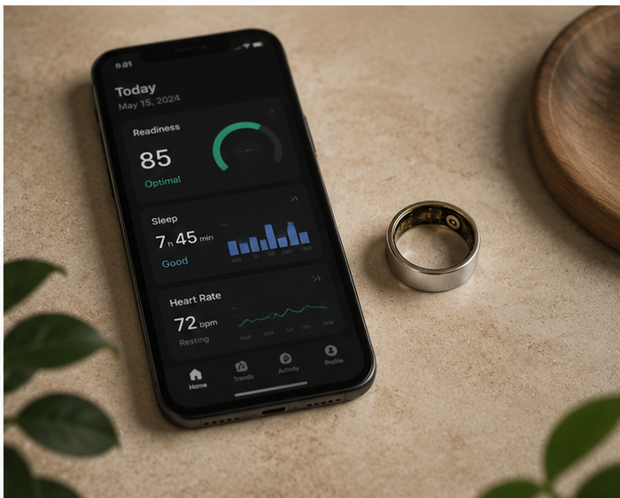 Pulse Smart Ring — Silver, Size 7